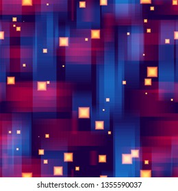 Geometric Hi Tech Seamless Background. Blurred Stripes Pattern. Bright Modern Print Design. Music Cover Backdrop.