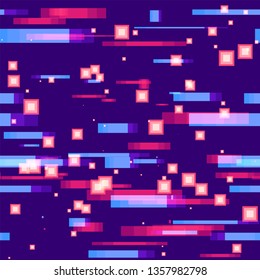 Geometric Hi Tech Seamless Background. Blurred Lines Texture. Digital Movement Pattern. Music Cover Backdrop.