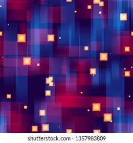 Geometric Hi Tech Seamless Background. Blurred Lines Texture. Bright Modern Print Design. Colorful Matrix Backdrop.