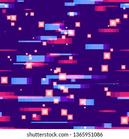 Geometric Hi Tech Seamless Background. Light Shapes Pattern. Technology Poster Background. Music Cover Backdrop.