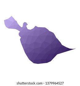 Geometric HiMi island map. Violet polygonal style. Abstract vector illustration.