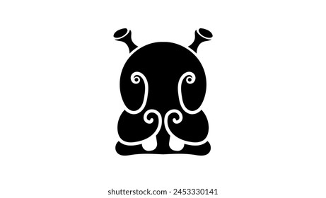 Geometric Hippo emblem, black, isolated silhouette