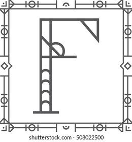 Geometric hipster art deco font-letter F