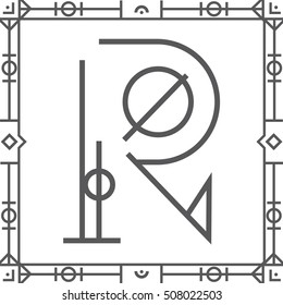 Geometric hipster art deco font-letter R