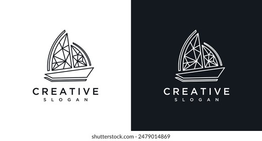 geometric hipster boat logo vector icon illustration	