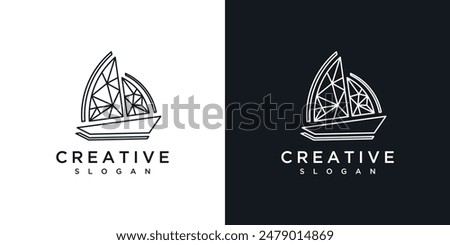 geometric hipster boat logo vector icon illustration	