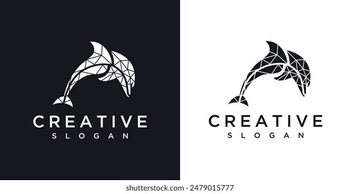 geometric hipster dolphin logo vector icon illustration	