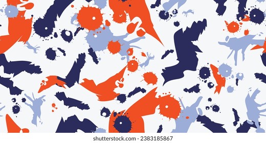 Gráfico hipster geométrico sin fisuras con formas abstractas. La línea de Memphis con la marina y el naranja. Ilustración del vector