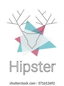 geometric hipster logo with head of deer. triangles on a white background. deer head with fine lines. simple modern logo. vector illustration