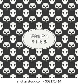 Geometric hipster seamless pattern with skulls and bones. Wrapping paper. Scrapbook paper. Tiling. Vector illustration. Background. Graphic texture. Happy Halloween. Trick or treat. 