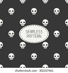Geometric hipster seamless pattern with skulls and bones. Wrapping paper. Scrapbook paper. Tiling. Vector illustration. Background. Graphic texture. Happy Halloween. Trick or treat. 