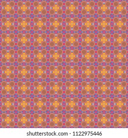Geometric hipster tiles background. Vector illustration. Colorful mosaic backdrop in brown, beige and pink colors. Abstract retro seamless pattern of geometric shapes.