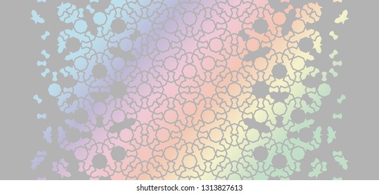 Geometric hologram pattern. Arabian vector template of modern card for invitation, celebration, save the date, poster, announcement with holographic effect.