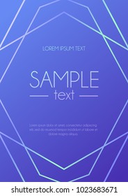 Geometric holographic design template with abstract lines. Modern design for wedding invitation, greeting card, anniversary or birthday party.