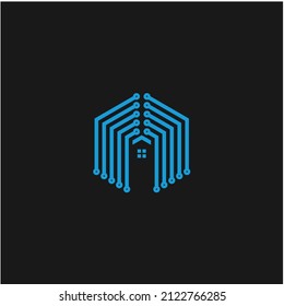 Diseño de logotipo para el hogar geométrico, símbolo de tecnología Gráfico de iconos 