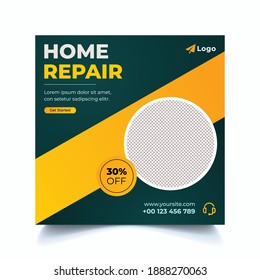 Geometric Home Repair Banner Social Media Post Template