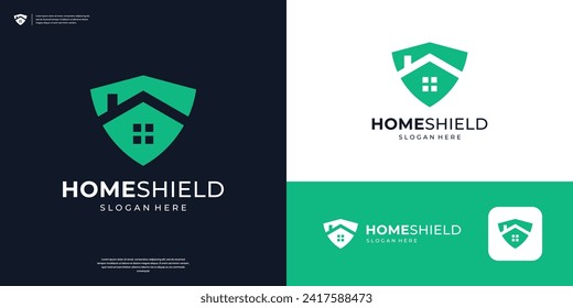 Geometric home shield logo design template