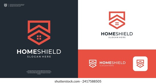Geometric home shield logo design abstract