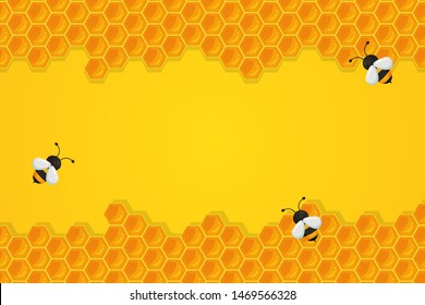 The geometric honeycomb background has a sweet yellow honey color to make a delicious bakery.