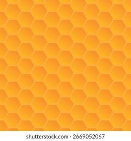 Fondo geométrico del panal. Gradiente naranja. Patrón hexagonal sin costuras. Contorno blanco