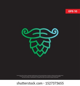 geometric hops logo. modern brewing ccompany icon, template design