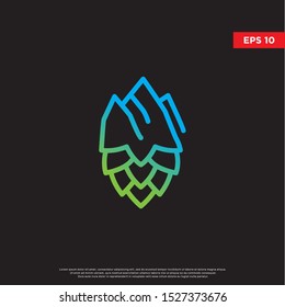 geometric hops logo. modern brewing ccompany icon, template design