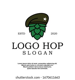 geometric hops logo. modern brewing company icon, template design