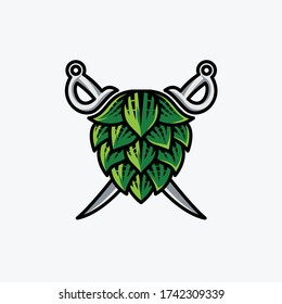 geometric hops logo. modern brewing company icon, vektor, template design
