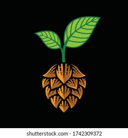 geometric hops logo. modern brewing company icon, vektor, template design