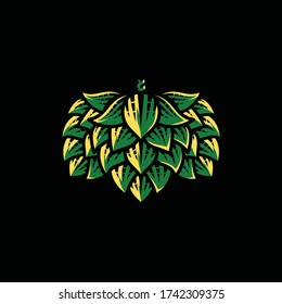geometric hops logo. modern brewing company icon, vektor, template design