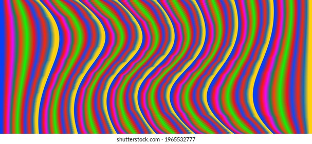 Geometric horizontal background with purple-blue and yellow waves. For design and textures.
