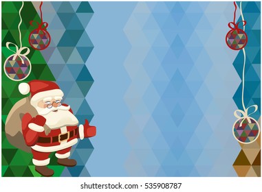 geometric horizontal christmas background. Santa