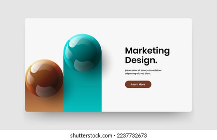 Geometric horizontal cover vector design layout. Trendy realistic spheres handbill concept.