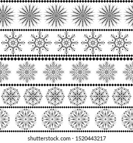 geometric horizontal pattern of different snowflakes