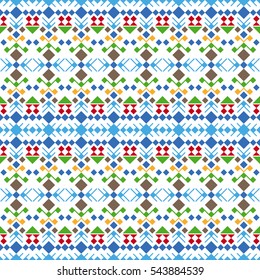 Geometric horizontal pattern with squares on white background. Vector illustration