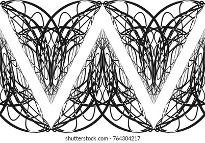 Geometric horizontal seamless pattern. Vector abstract background. Black and white creative horizontal ornament.