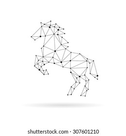 Geometric horse design silhouette. Black line vector illustration