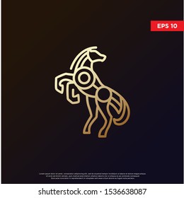 geometric horse logo. using monoline style. modern icon, template design