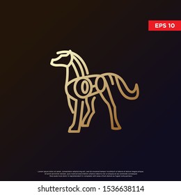 geometric horse logo. using monoline style. modern icon, template design