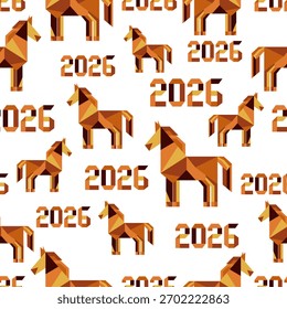 Patrón geométrico del caballo con los números 2026 en diseño inconsútil, conveniente para el fondo o la decoración