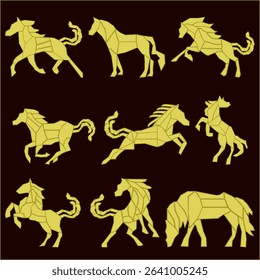 Geometric Horse Silhouettes – Polygon Animal Vector Set