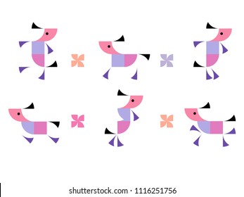 Geometric horses. Geometric background. Vector illustration. 