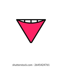Geometric hotpink triangle represents stylized abstraction on white background