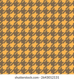 Geometric houndstooth beige seamless pattern with pied-de-poule ornament. Monochrome graphic design. Modern minimalist stylish squared background. Vector chequered motif for fabric, textile.