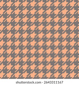 Padrão geométrico houndstooth bege sem costura com ornamento pied-de-poule. Design gráfico monocromático. Moderno minimalista fundo quadrado elegante. Motivo quadriculado vetorial para tecido, têxtil.