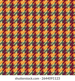 Padrão geométrico houndstooth bege sem costura com ornamento pied-de-poule. Design gráfico monocromático. Moderno minimalista fundo quadrado elegante. Motivo quadriculado vetorial para tecido, têxtil.