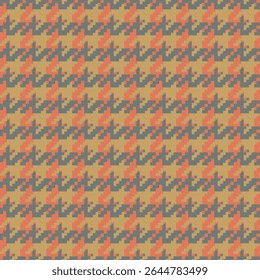Padrão geométrico houndstooth bege sem costura com ornamento pied-de-poule. Design gráfico monocromático. Moderno minimalista fundo quadrado elegante. Motivo quadriculado vetorial para tecido, têxtil.