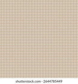 Padrão geométrico houndstooth bege sem costura com ornamento pied-de-poule. Design gráfico monocromático. Moderno minimalista fundo quadrado elegante. Motivo quadriculado vetorial para tecido, têxtil.