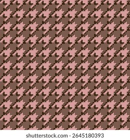 Padrão geométrico houndstooth bege sem costura com ornamento pied-de-poule. Design gráfico monocromático. Moderno minimalista fundo quadrado elegante. Motivo quadriculado vetorial para tecido, têxtil.