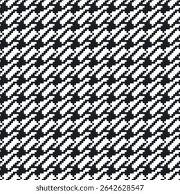 Padrão geométrico sem costura preto e branco com ornamento pied-de-poule. Design gráfico monocromático. Moderno minimalista fundo quadrado elegante. Motivo quadriculado vetorial para tecido, têxtil.